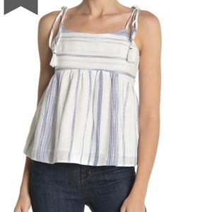 J.O.A. Striped Tie Strap Top